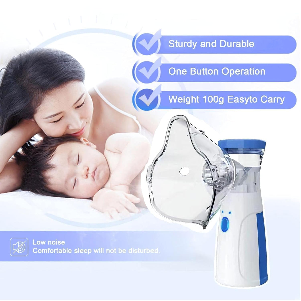 Portable Mesh Nebulizer Machine for Adults & Kids | Silent Rechargeable Handheld Nebulizer with Masks & Mouthpiece | USB Wireless Mesh Vaporizer for Respiratory Care