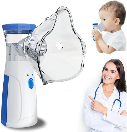 Portable Mesh Nebulizer Machine for Adults & Kids | Silent Rechargeable Handheld Nebulizer with Masks & Mouthpiece | USB Wireless Mesh Vaporizer for Respiratory Care