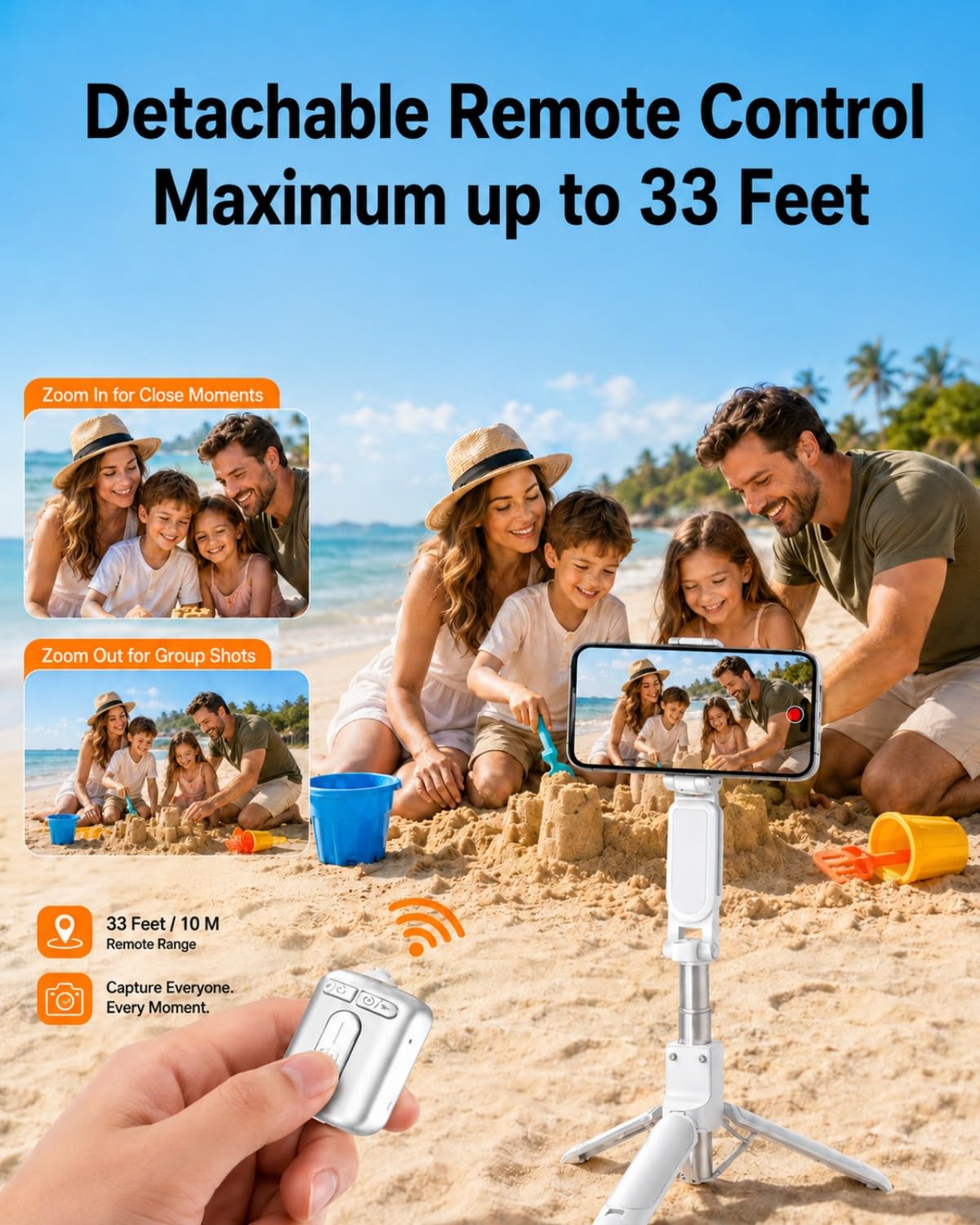 Kehuitry Magnetic Mini Selfie Stick Tripod for iPhone & Android, [MAX 19"] [Pocket 4.5"] Zoomable Phone Tripod with Detachable Wireless Remote...